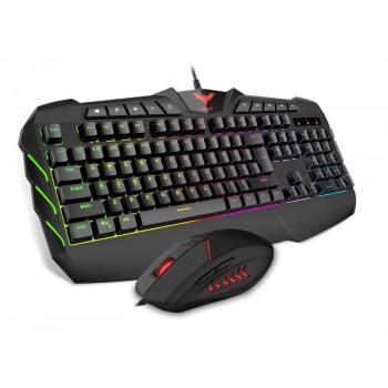 HAVIT HV-KB668CM Ensemble combiné clavier et souris rétroéclairé arc-en-ciel à LED multifonction filaire