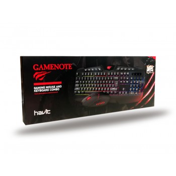 HAVIT HV-KB668CM Ensemble combiné clavier et souris rétroéclairé arc-en-ciel à LED multifonction filaire