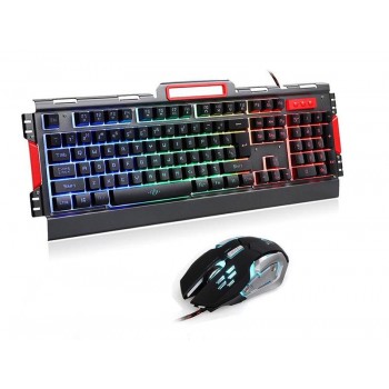 K33 Wired LED Rainbow Backlight Aluminum Alloy Panel Gaming keyboard with LED 3200DPI Gaming Mouse Combo