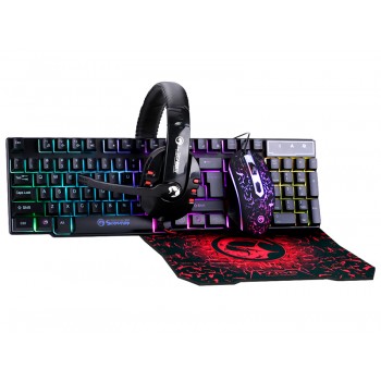 Marvo USB2.0 Rainbow backlight gaming Keyboard + USB LED Mouse + 3.5mm Gaming Headset + Mouse Pad 4-in-1 Combo Kit