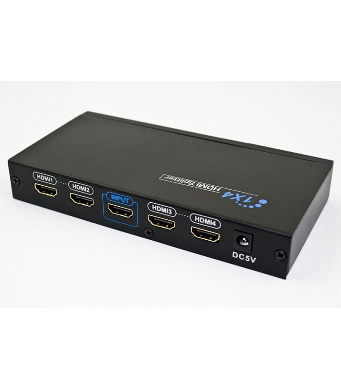 Global Tone 4 Way HDMI Splitter Amplifier 1x4 (1 in 4 out) 3D Compatible