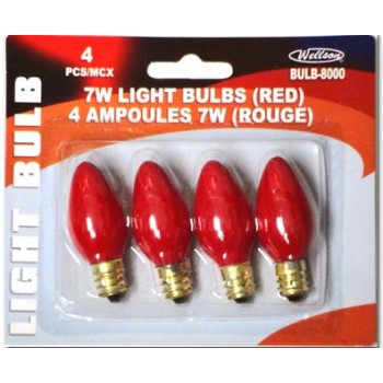 Wellson Night Light bulbs 7 watt E12 Red - Pack of 4
