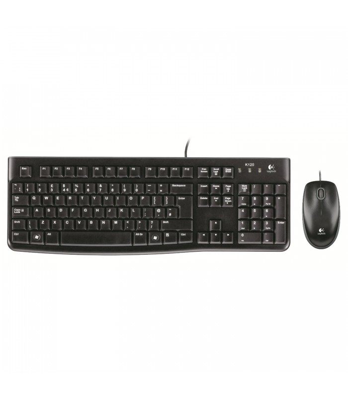 Logitech - Desktop MK120 - Ensemble Clavier et Souris filaire - Barre despacement incurvée - Azerty - Noir