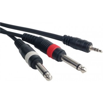 Accu-Cable 15Ft 1/8 3.5mm Mini To Dual 1/4 6.35mm Cable