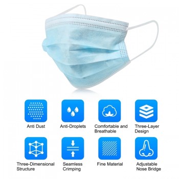 Masque jetable 3 couches de protection - Paquet de 10