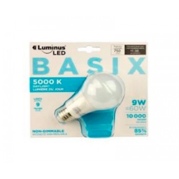 Ampoule DEL A19 9 Watt 5000K Lumière du jour de Luminus Basix