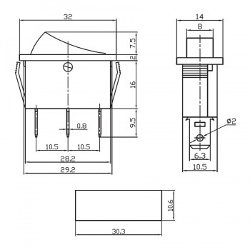PureVolt Interrupteur à bascule illuminé ON/OFF - SPST - 3 pins - 125V - 20A - Rouge