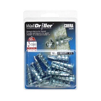 Cobra Self-Drilling Drywall Anchor with #8 X 1-1/2 in Screw - Pack of 10