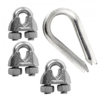 Fixation et attache pour câble d'acier 1/8 po