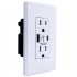 LightWay Decora Duplex Receptacle T / P 15A Dual USB Charger Type-A / C 5A Screwless Wall Plate White