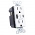 LightWay Decora Duplex Receptacle T / P 15A Dual USB Charger Type-A / C 5A Screwless Wall Plate White