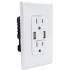 LightWay Decora Prise Duplex T/P 15A Double Chargeur USB Type-A 4A Plaque Murale Sans Vis Blanc