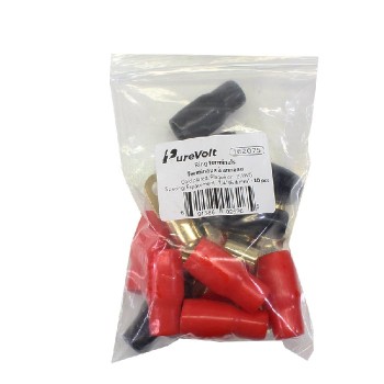PureVolt 1/4 in. Ring Terminal - Gold Plated - 2 AWG - Black and Red - 5 Pairs