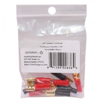 PureVolt Gold Plated Female Blade Terminal - .250 in. - 16-14 AWG - Black/Red - 5 Pairs