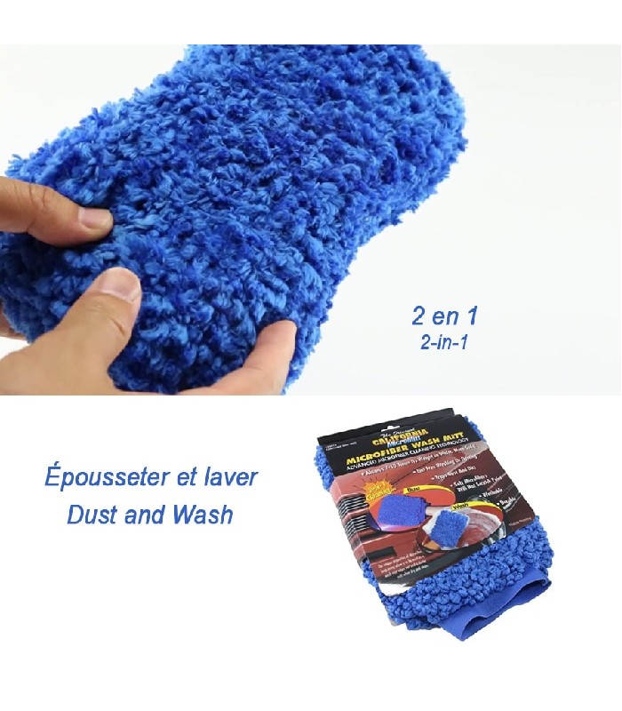 2-in-1 Microfiber Wash Mitt - Blue