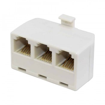3 Way RJ12 6P6C Phone Splitter - White