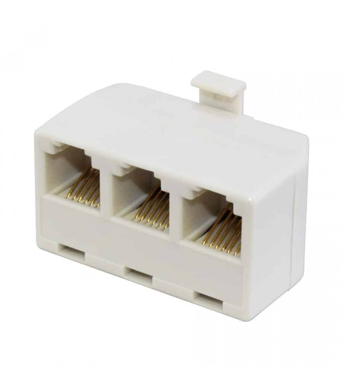 3 Way RJ12 6P6C Phone Splitter - White