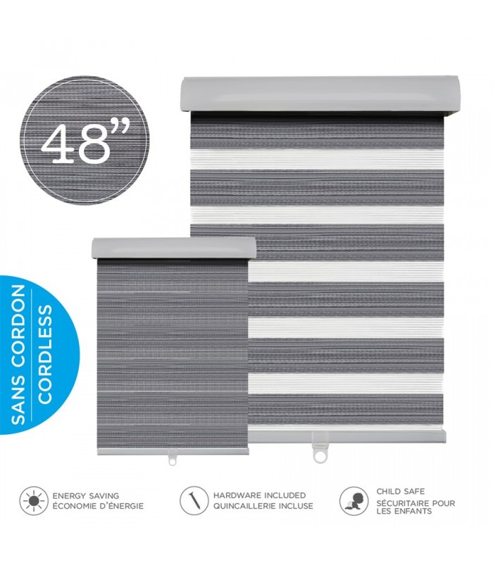 Hauz Cordless Shades 48 x 84 in. Wood Grain Grey