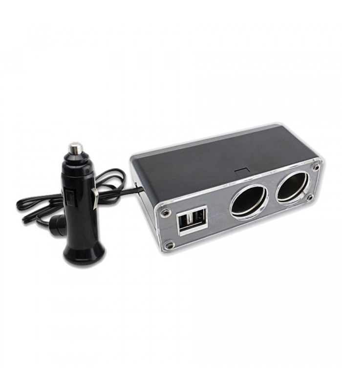 PureVolt Adaptateur Pour Allume Cigarette 2 Femelle + 2 USB