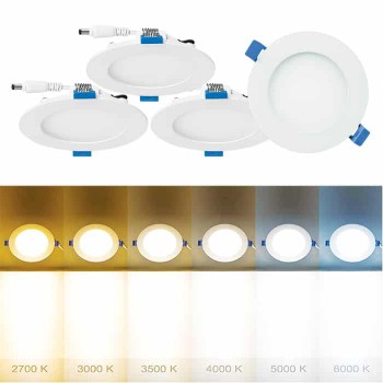 Ason Decor Set of 4 Ultra Thin LED Recessed Lights - 4 in - 10 W - CCT - White