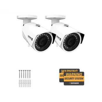 Fausse caméra de surveillance de type ''Bullet'' en métal - Defender 2K sans fil - Paquet de 2