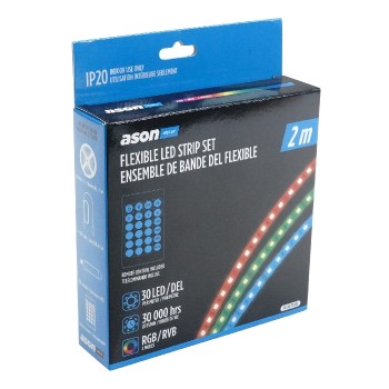 Ason Decor Flexible LED Strip with Remote Control - USB - 5 V - 30 DEL/m - IP20 - RGB - 2 m