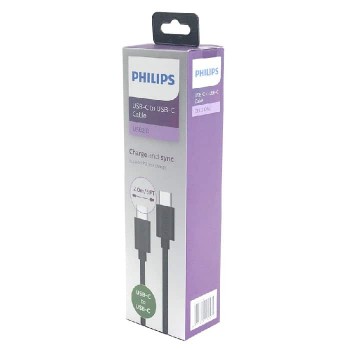 Philips USB-C Male to USB-C Male Cable - Black - 2 m (6 ft)