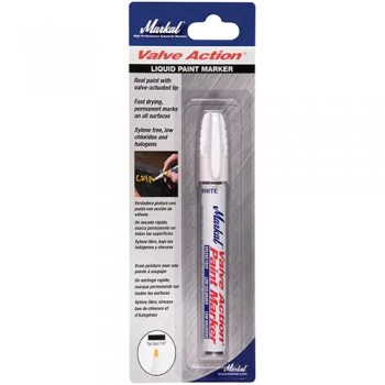 Markal Valve Action Carded Paint Marker, Liquid, White