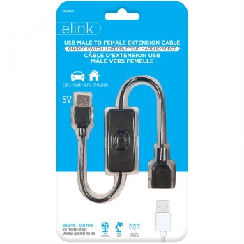eLink USB A Male to Female extension cable with ON/OFF switch