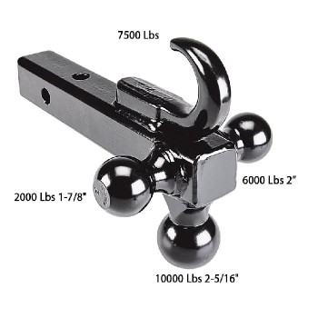 AddTools Ensemble d'attelage de remorque à 3 boules avec crochet - 2 po.