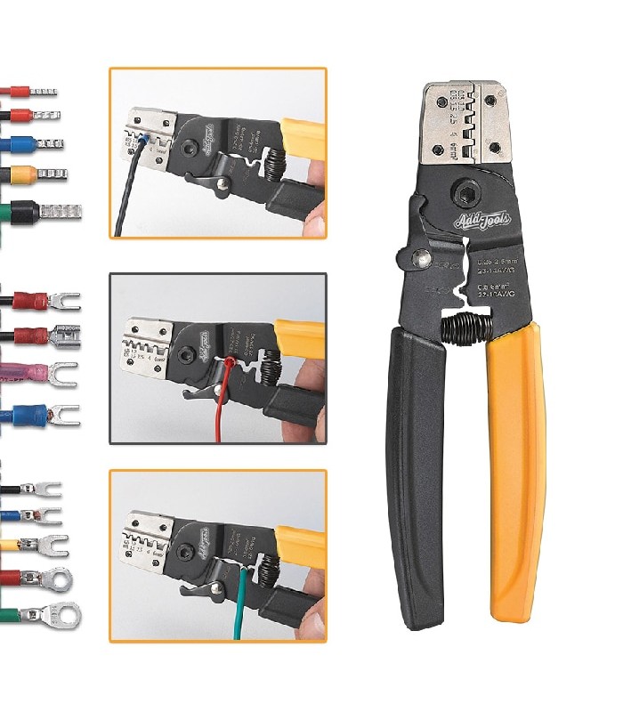 AddTools Pince à sertir 3 en 1 pour terminal isolé et non-isolé - 23-10 AWG