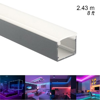 Aluminum Rail for LED Light Strip - Frosted Cover - 17 mm X 2.43 m