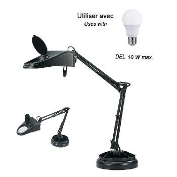 Architect Style Magnifying Lamp with LED Bulb and Organizer Base - 10 W - Black
