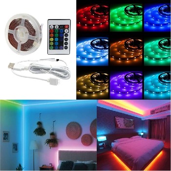 Ason Decor Flexible LED Strip with Remote Control - USB - 5 V - 30 DEL/m - IP20 - RGB - 2 m