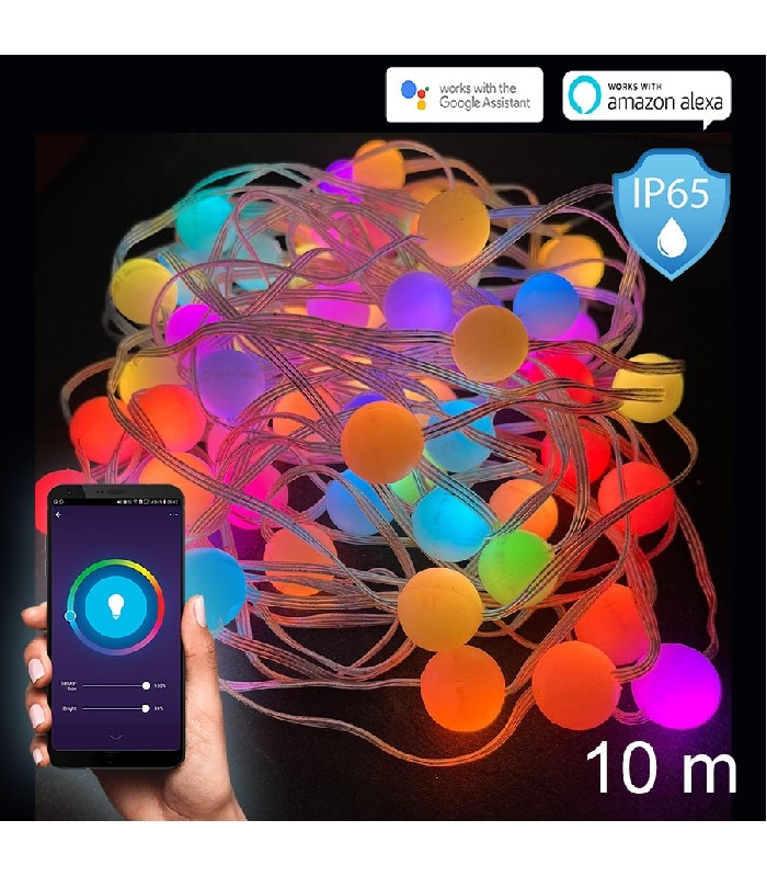 Ason Decor Guirlande de boules de lumière DEL intelligente - IP65 - RVB - 10 m