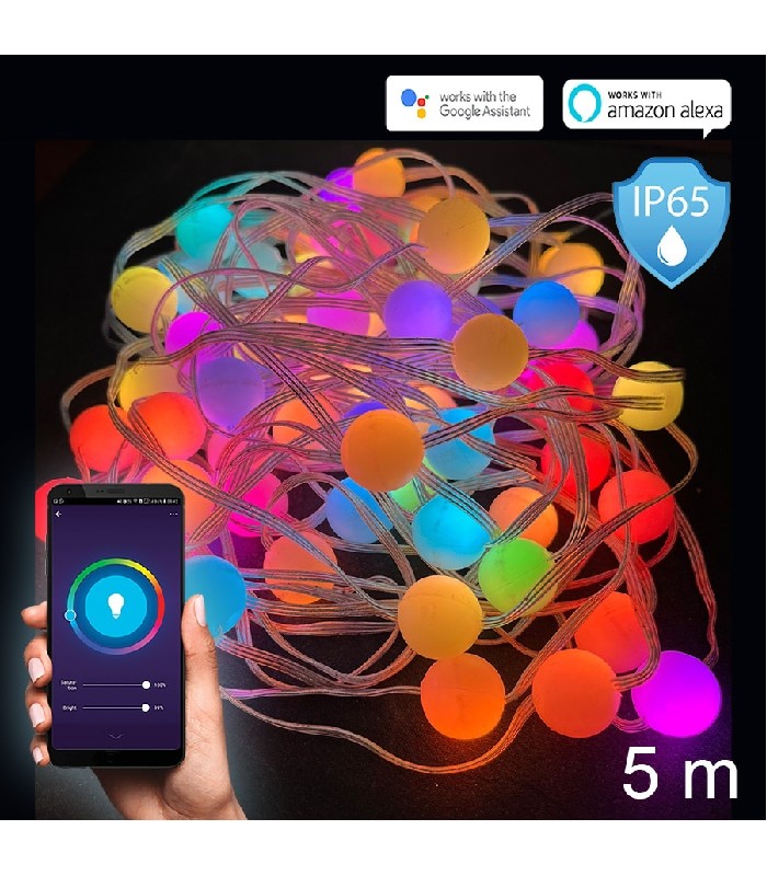 Ason Decor Guirlande de boules de lumière DEL intelligente - IP65 - RVB - 5 m