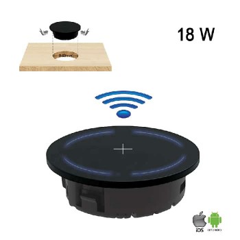 Ason Tech Chargeur sans fil Qi encastrable pour table ou bureau - 60 mm - 18 W
