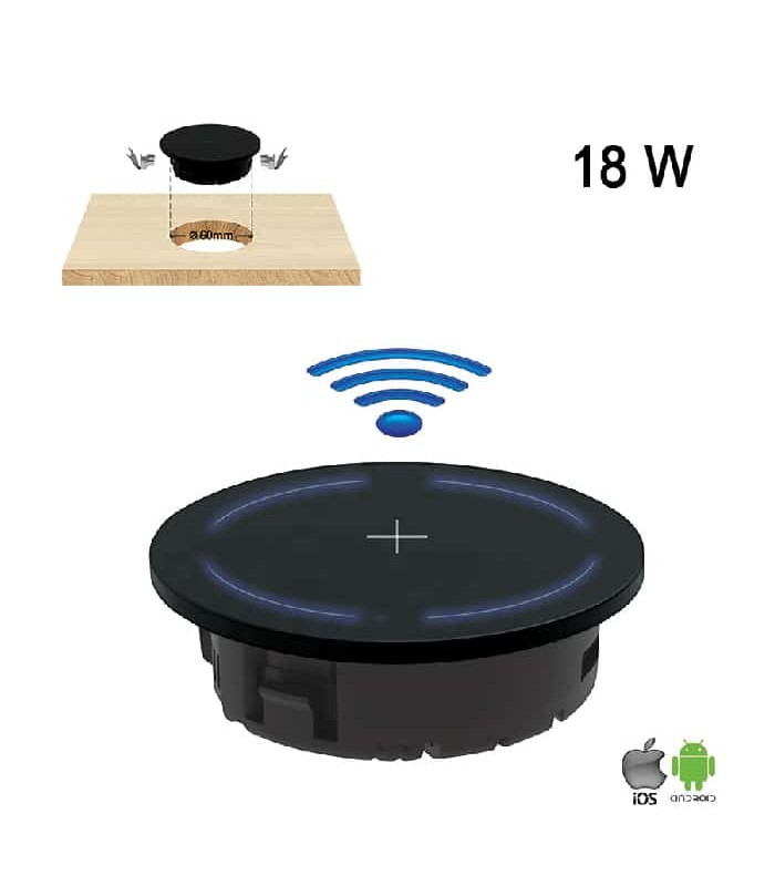 Ason Tech Built-In Qi Wireless Charger for Table or Desk - 60 mm - 18 W