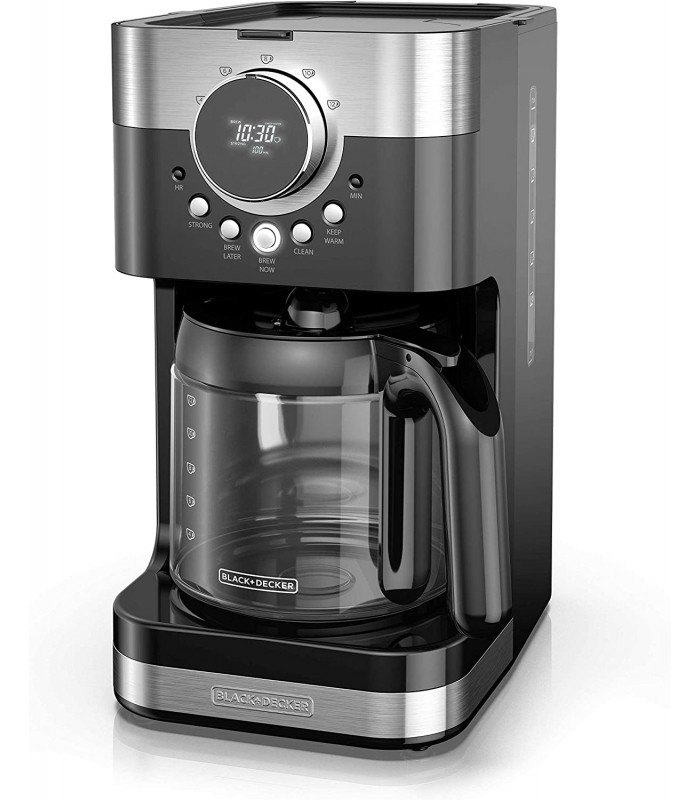 BLACK+DECKER Coffee Maker, Select-A-Size Easy Dial Control, Programmable Coffeemaker, Black and Stainless Steel