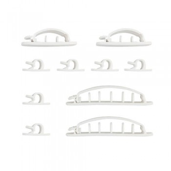 Ensemble multiple de serre-câbles - Auto-collant - Blanc (paquet de 10)