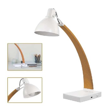 Desk Lamp with USB Port - White