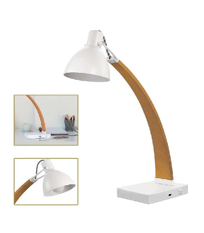 Desk Lamp with USB Port - White