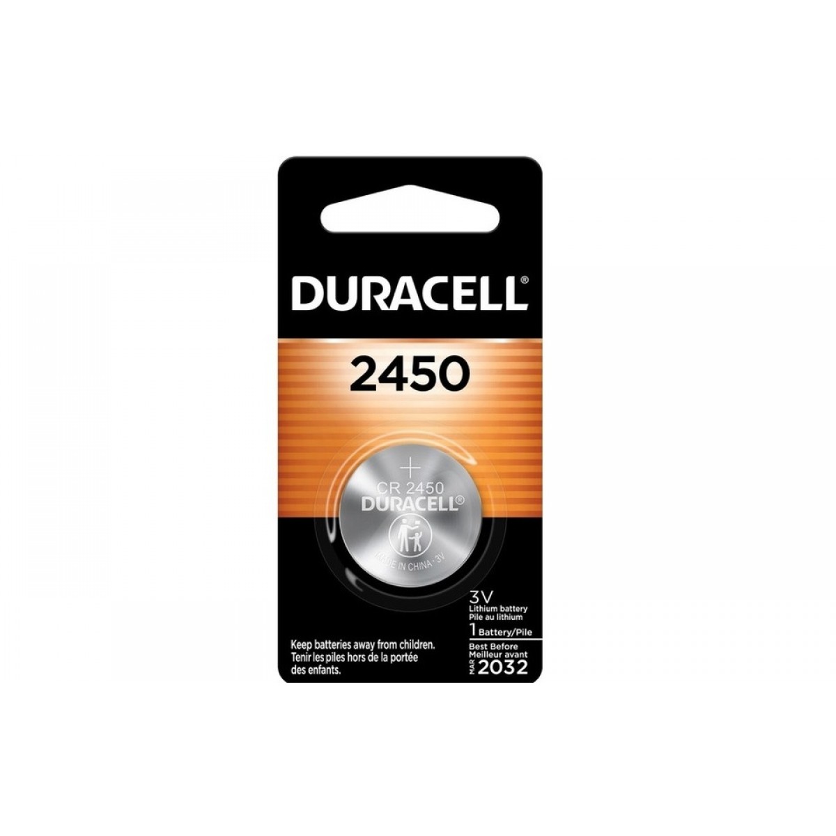Duracell Pile bouton CR2450 Lithium - 3 V - Paquet de 1 - DL2450BPK