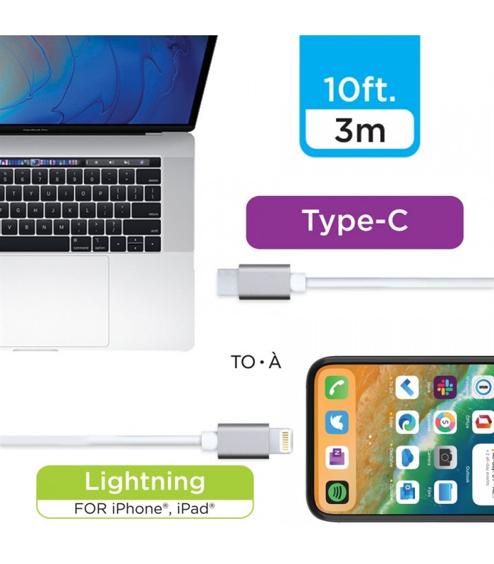 eLink Câble USB-C à Lightning de 10 pi. (3 m)