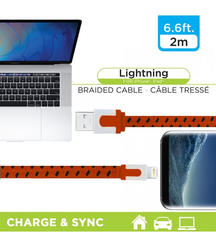 eLink Câble Lightning à USB de 2m (6.6pi) - Rouge
