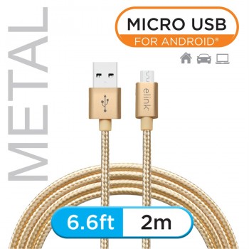 eLink 6.6ft Micro USB heavy duty braided cable