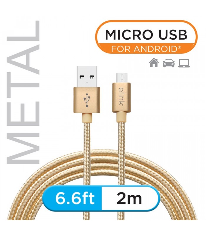 eLink 6.6ft Micro USB heavy duty braided cable