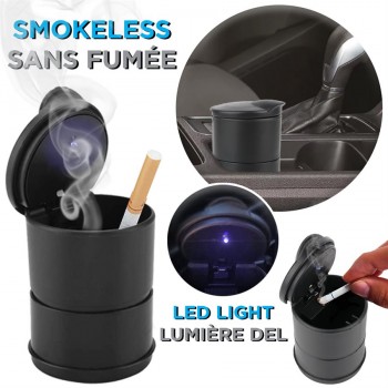 eLink Cendrier de voiture portable / porte-cigarette avec lumière LED