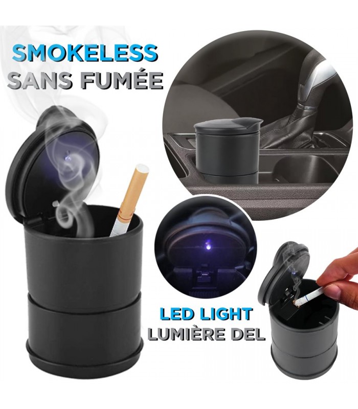 eLink Cendrier de voiture portable / porte-cigarette avec lumière LED