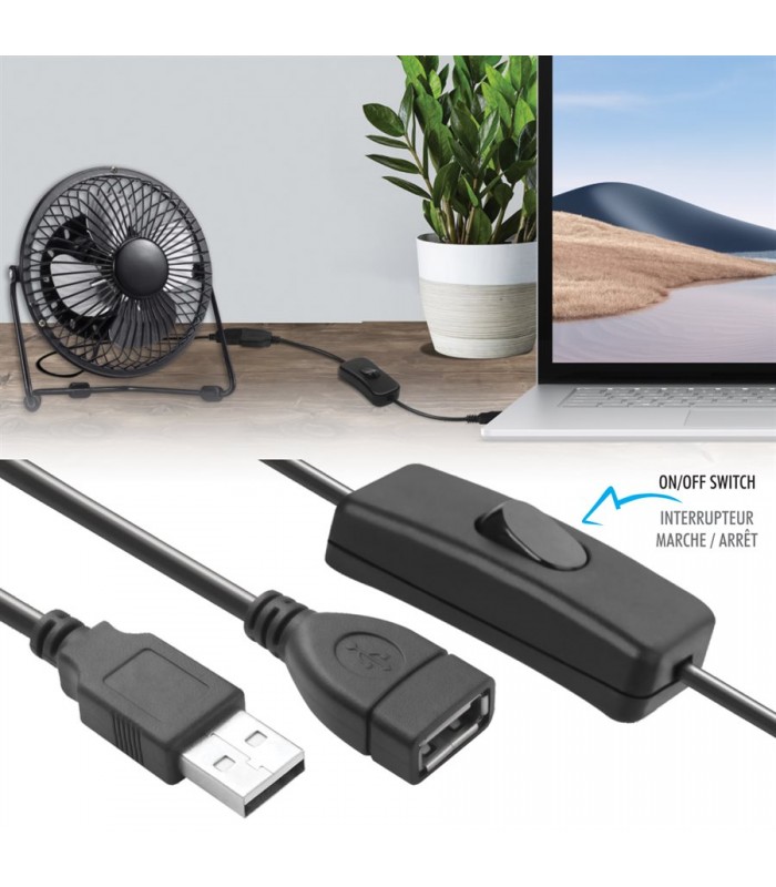 eLink USB A Mâle à Femelle cable extension avec interrupteur marche/arrêt